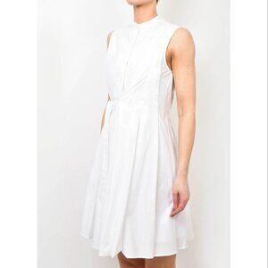 Proenza Schouler Cotton Pleated Sleeveless Dress, White, Womens Size Large